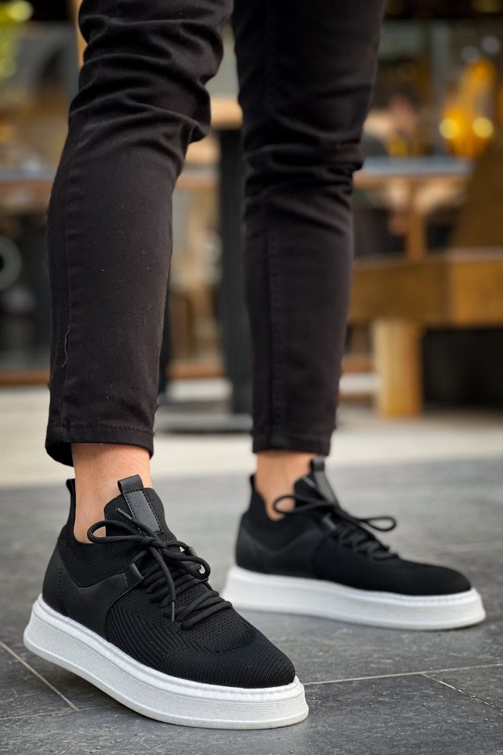 CH2408 Fusion Erkek Günlük Bağcıklı Triko Spor Sneaker Ayakkabı TBT - Siyah – Chekich Erkek Ayakkabı
