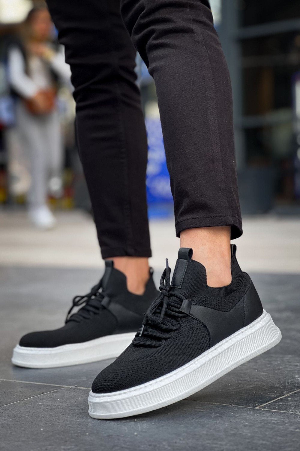 CH2408 Fusion Erkek Günlük Bağcıklı Triko Spor Sneaker Ayakkabı TBT - Siyah – Chekich Erkek Ayakkabı