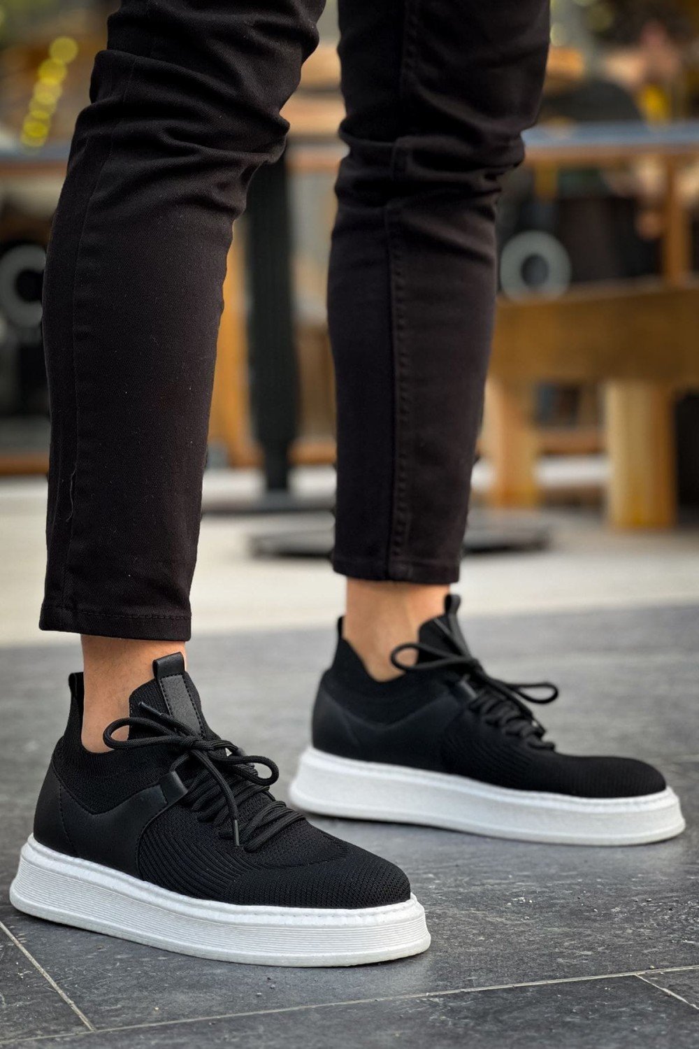 CH2408 Fusion Erkek Günlük Bağcıklı Triko Spor Sneaker Ayakkabı TBT - Siyah – Chekich Erkek Ayakkabı