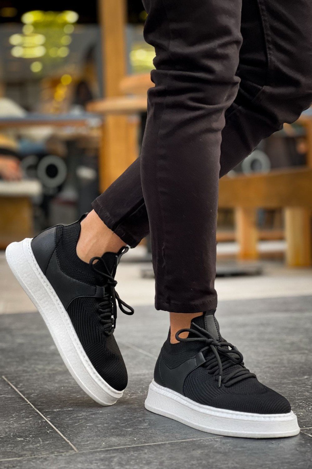 CH2408 Fusion Erkek Günlük Bağcıklı Triko Spor Sneaker Ayakkabı TBT - Siyah – Chekich Erkek Ayakkabı