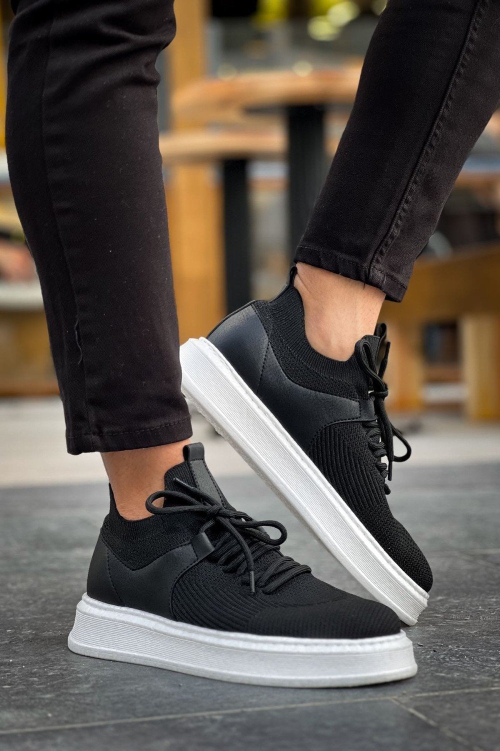 CH2408 Fusion Erkek Günlük Bağcıklı Triko Spor Sneaker Ayakkabı TBT - Siyah – Chekich Erkek Ayakkabı