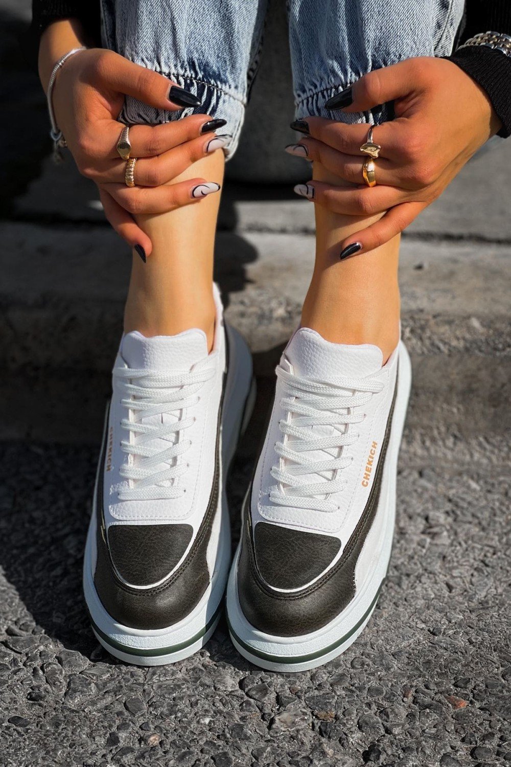 CH241 Signature Line Up Erkek Günlük Bağcıklı Cilt Spor Sneaker Ayakkabı CBT - Beyaz/Haki Erkek Ayakkabı CH241 Signature Line Up Erkek Günlük Bağcıklı Cilt Spor Sneaker Ayakkabı CBT - Beyaz/Haki – Chekich Erkek Ayakkabı
