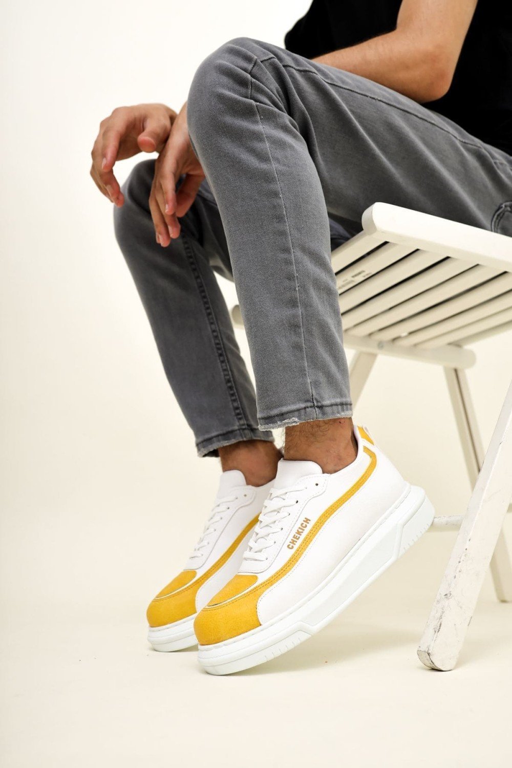 CH241 Signature Line Up Erkek Günlük Bağcıklı Cilt Spor Sneaker Ayakkabı CBT - Beyaz/Sarı Erkek Ayakkabı CH241 Signature Line Up Erkek Günlük Bağcıklı Cilt Spor Sneaker Ayakkabı CBT - Beyaz/Sarı – Chekich Erkek Ayakkabı