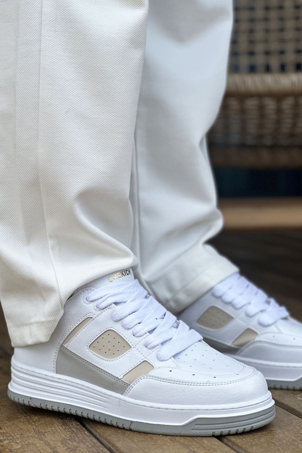 CH2410 Avax Erkek Günlük Bağcıklı Cilt Spor Sneaker Ayakkabı CBT - Beyaz/Bej Erkek Ayakkabı CH2410 Avax Erkek Günlük Bağcıklı Cilt Spor Sneaker Ayakkabı CBT - Beyaz/Bej – Chekich Erkek Ayakkabı