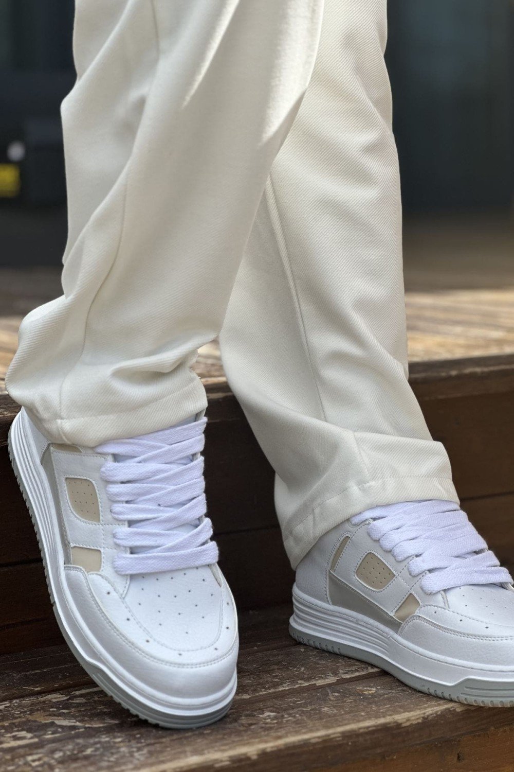 CH2410 Avax Erkek Günlük Bağcıklı Cilt Spor Sneaker Ayakkabı CBT - Beyaz/Bej Erkek Ayakkabı CH2410 Avax Erkek Günlük Bağcıklı Cilt Spor Sneaker Ayakkabı CBT - Beyaz/Bej – Chekich Erkek Ayakkabı