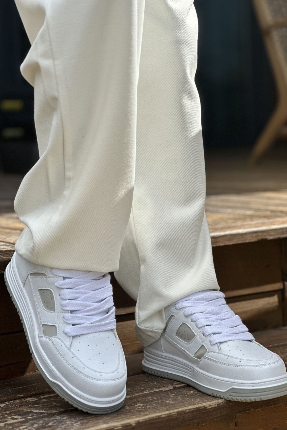 CH2410 Avax Erkek Günlük Bağcıklı Cilt Spor Sneaker Ayakkabı CBT - Beyaz/Gri Erkek Ayakkabı CH2410 Avax Erkek Günlük Bağcıklı Cilt Spor Sneaker Ayakkabı CBT - Beyaz/Gri – Chekich Erkek Ayakkabı