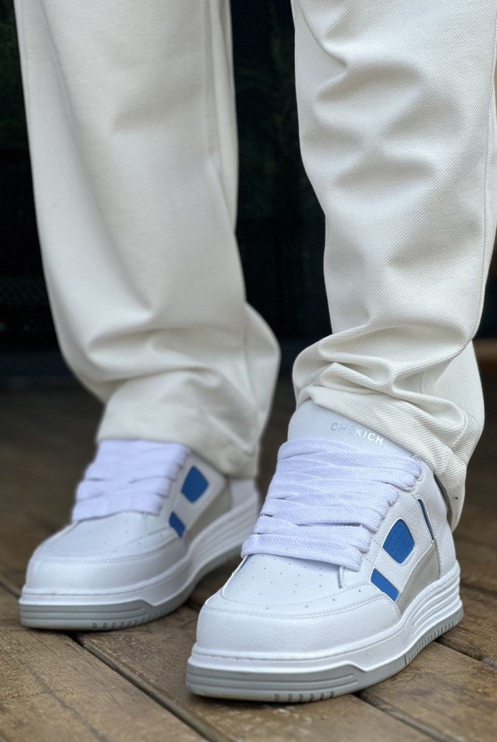 CH2410 Avax Erkek Günlük Bağcıklı Cilt Spor Sneaker Ayakkabı CBT - Beyaz/Mavi CH2410 Avax Erkek Günlük Bağcıklı Cilt Spor Sneaker Ayakkabı CBT - Beyaz/Mavi