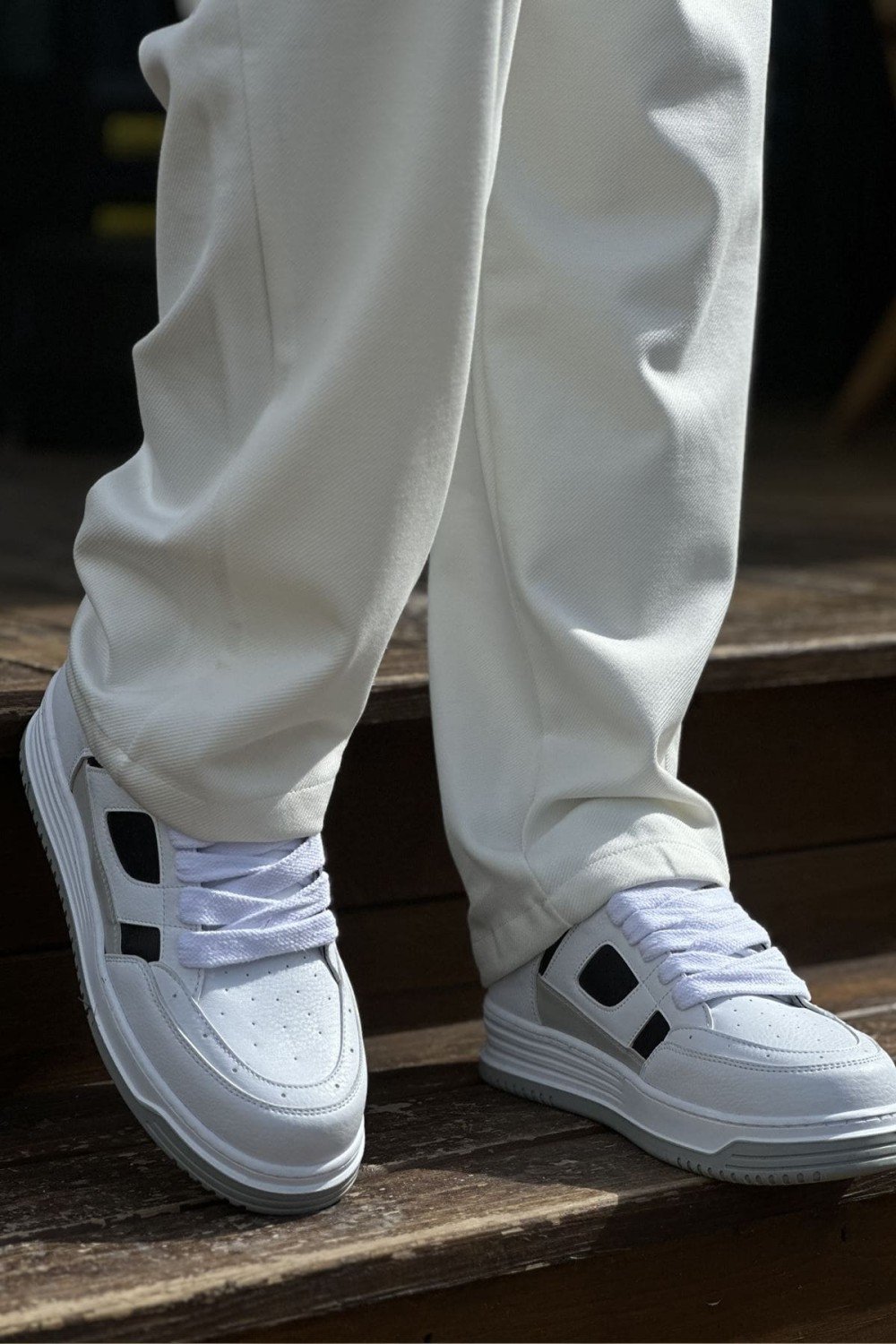 CH2410 Avax Erkek Günlük Bağcıklı Cilt Spor Sneaker Ayakkabı CBT - Beyaz/Siyah Erkek Ayakkabı CH2410 Avax Erkek Günlük Bağcıklı Cilt Spor Sneaker Ayakkabı CBT - Beyaz/Siyah – Chekich Erkek Ayakkabı