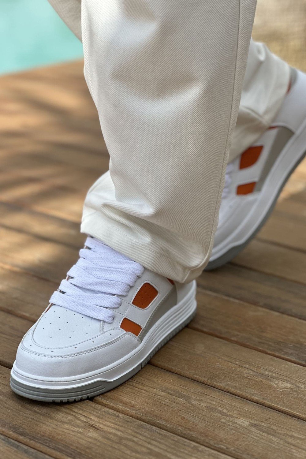 CH2410 Avax Erkek Günlük Bağcıklı Cilt Spor Sneaker Ayakkabı CBT - Beyaz/Turuncu Erkek Ayakkabı CH2410 Avax Erkek Günlük Bağcıklı Cilt Spor Sneaker Ayakkabı CBT - Beyaz/Turuncu – Chekich Erkek Ayakkabı