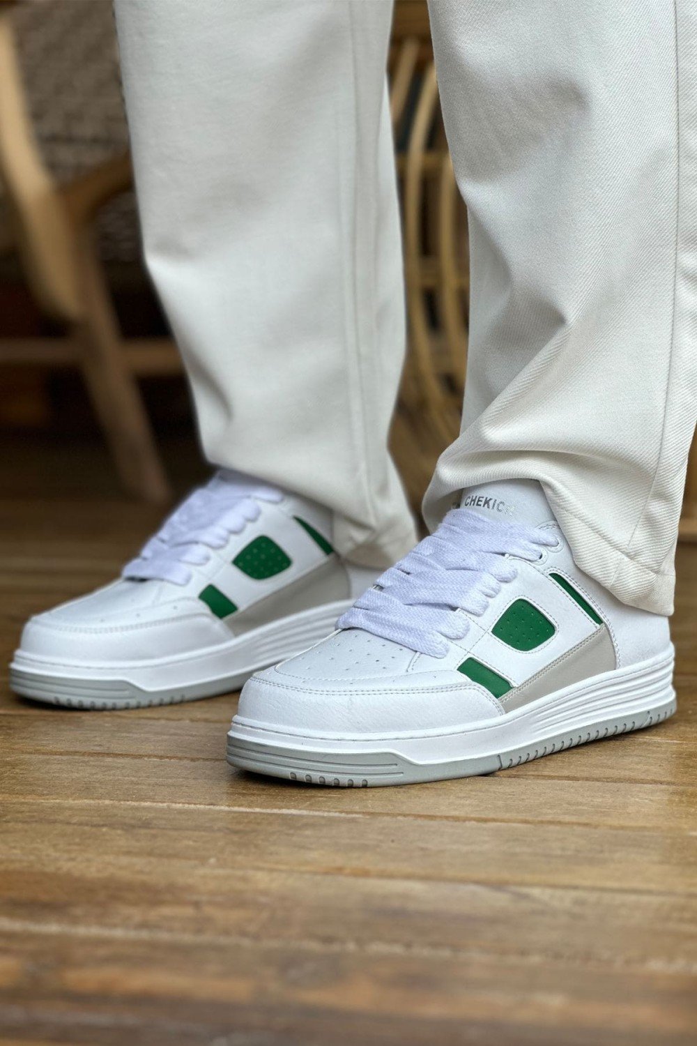 CH2410 Avax Erkek Günlük Bağcıklı Cilt Spor Sneaker Ayakkabı CBT - Beyaz/Yeşil Erkek Ayakkabı CH2410 Avax Erkek Günlük Bağcıklı Cilt Spor Sneaker Ayakkabı CBT - Beyaz/Yeşil – Chekich Erkek Ayakkabı