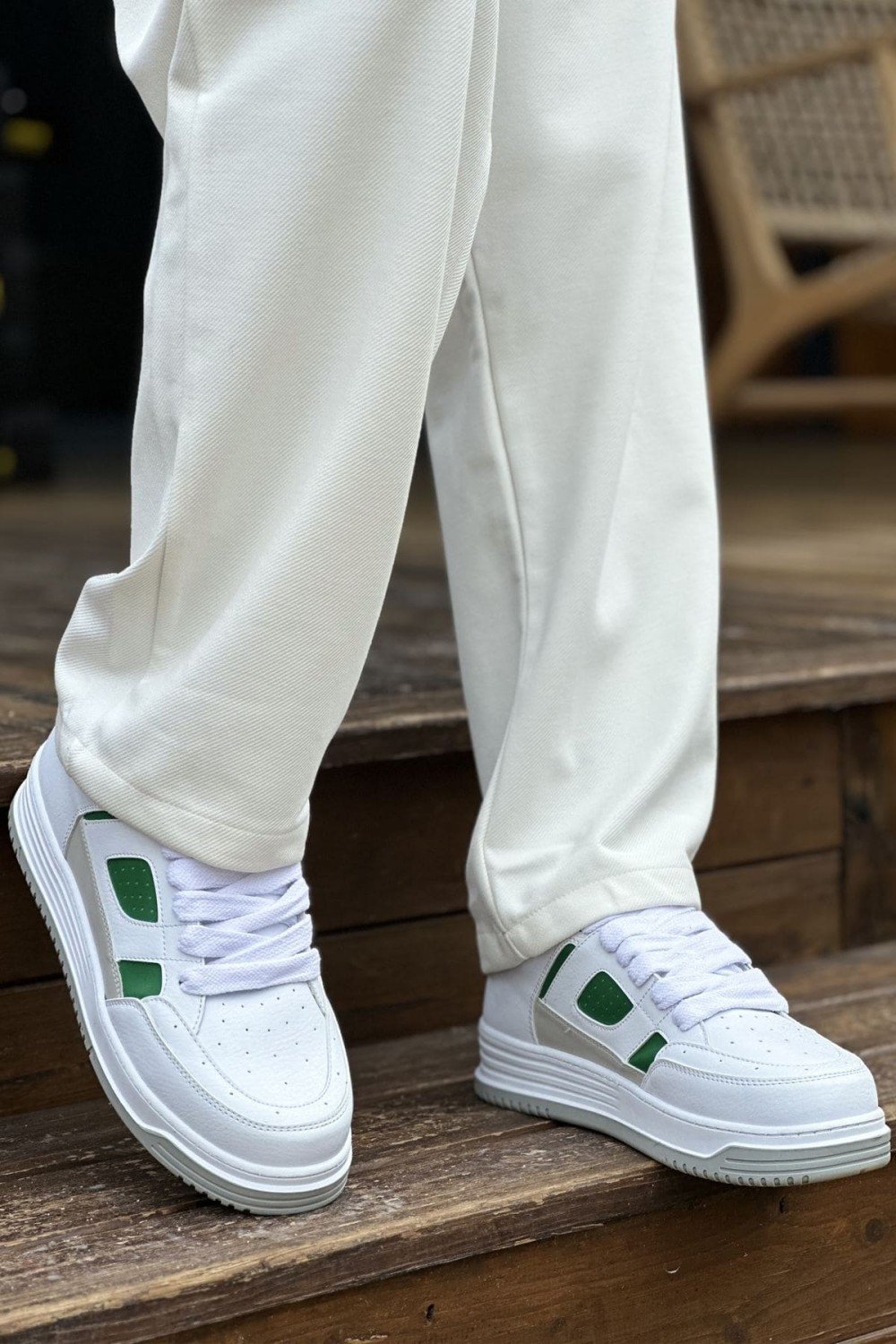CH2410 Avax Erkek Günlük Bağcıklı Cilt Spor Sneaker Ayakkabı CBT - Beyaz/Yeşil Erkek Ayakkabı CH2410 Avax Erkek Günlük Bağcıklı Cilt Spor Sneaker Ayakkabı CBT - Beyaz/Yeşil – Chekich Erkek Ayakkabı