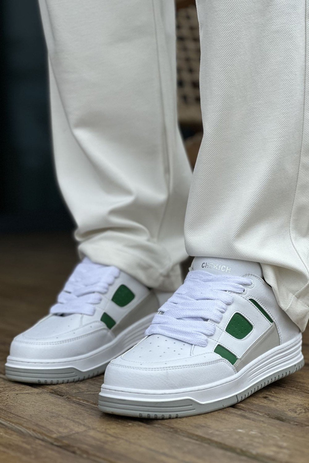 CH2410 Avax Erkek Günlük Bağcıklı Cilt Spor Sneaker Ayakkabı CBT - Beyaz/Yeşil Erkek Ayakkabı CH2410 Avax Erkek Günlük Bağcıklı Cilt Spor Sneaker Ayakkabı CBT - Beyaz/Yeşil – Chekich Erkek Ayakkabı