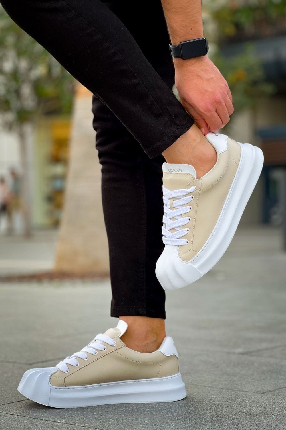 CH2411 Artenay Erkek Günlük Bağcıklı Cilt Spor Sneaker Ayakkabı CBT - Bej Erkek Ayakkabı CH2411 Artenay Erkek Günlük Bağcıklı Cilt Spor Sneaker Ayakkabı CBT - Bej – Chekich Erkek Ayakkabı