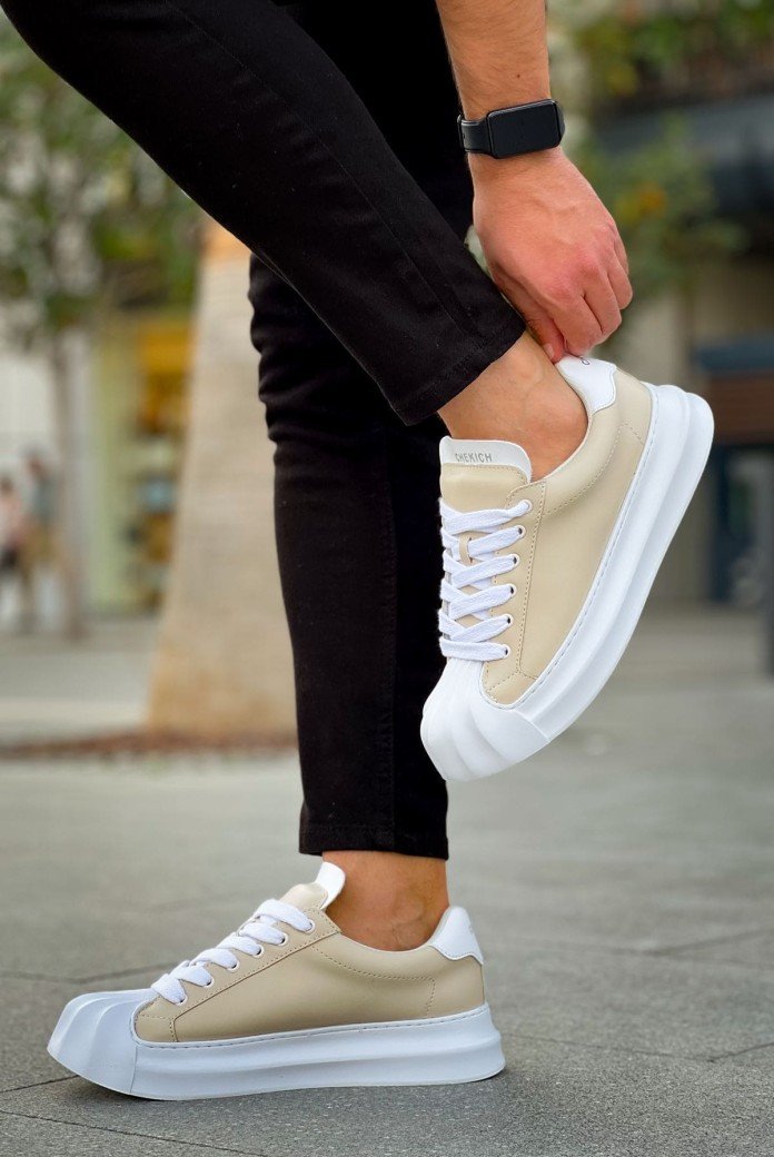 CH2411 Artenay Erkek Günlük Bağcıklı Cilt Spor Sneaker Ayakkabı CBT - Bej CH2411 Artenay Erkek Günlük Bağcıklı Cilt Spor Sneaker Ayakkabı CBT - Bej