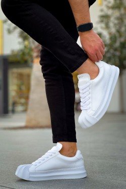 CH2411 Artenay Erkek Günlük Bağcıklı Cilt Spor Sneaker Ayakkabı CBT - Beyaz