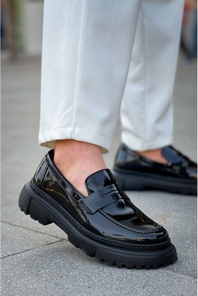 CH2417 Lavoric Erkek Günlük Bağcıksız Rugan Klasik Ayakkabı RST - Siyah