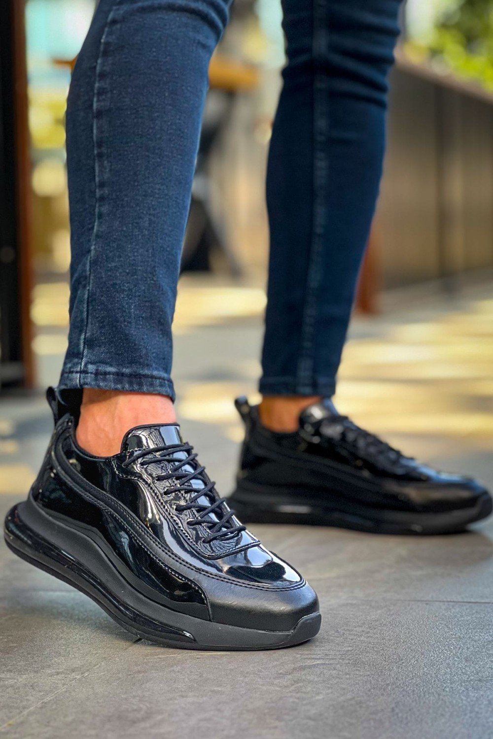 CH2419 Cools Erkek Günlük Bağcıklı Rugan Cilt Spor Sneaker Ayakkabı RCST - Siyah Erkek Ayakkabı CH2419 Cools Erkek Günlük Bağcıklı Rugan Cilt Spor Sneaker Ayakkabı RCST - Siyah – Chekich Erkek Ayakkabı