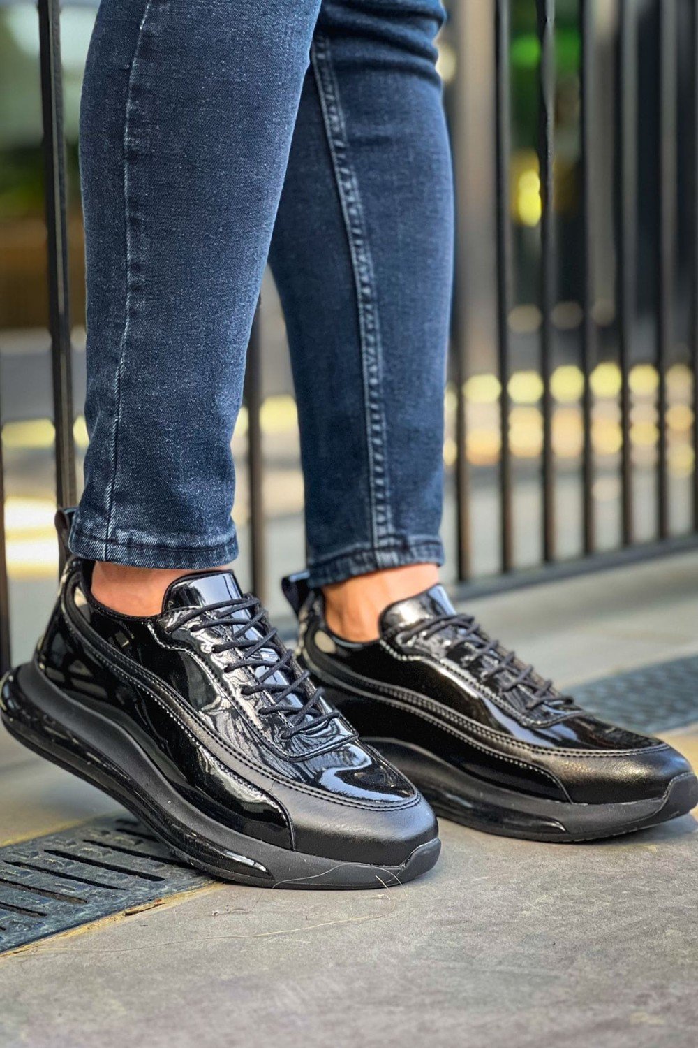 CH2419 Cools Erkek Günlük Bağcıklı Rugan Cilt Spor Sneaker Ayakkabı RCST - Siyah Erkek Ayakkabı CH2419 Cools Erkek Günlük Bağcıklı Rugan Cilt Spor Sneaker Ayakkabı RCST - Siyah – Chekich Erkek Ayakkabı