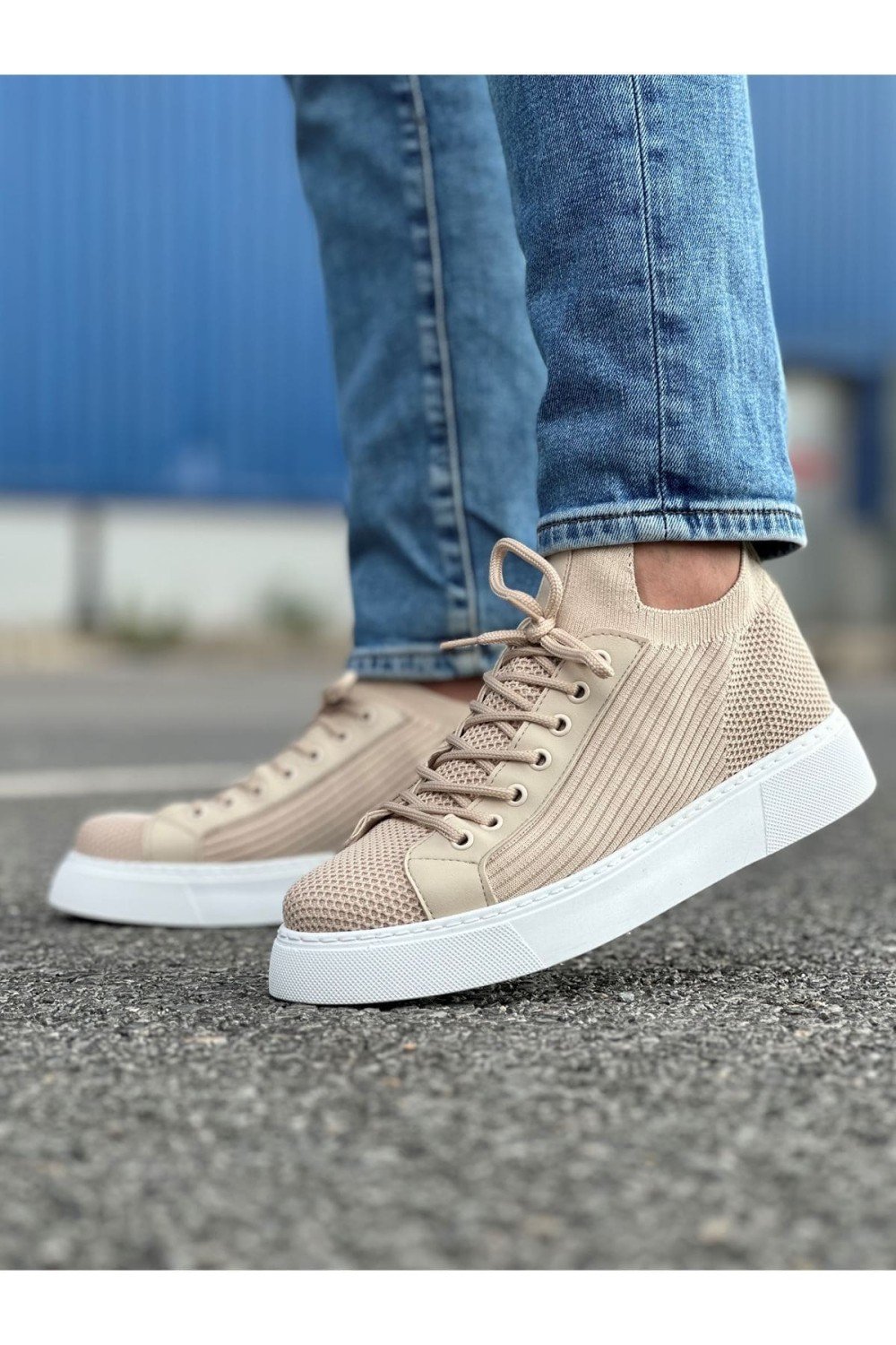 CH2423 During Erkek Günlük Bağcıklı Triko Spor Sneaker Ayakkabı TBT - Bej – Chekich Erkek Ayakkabı