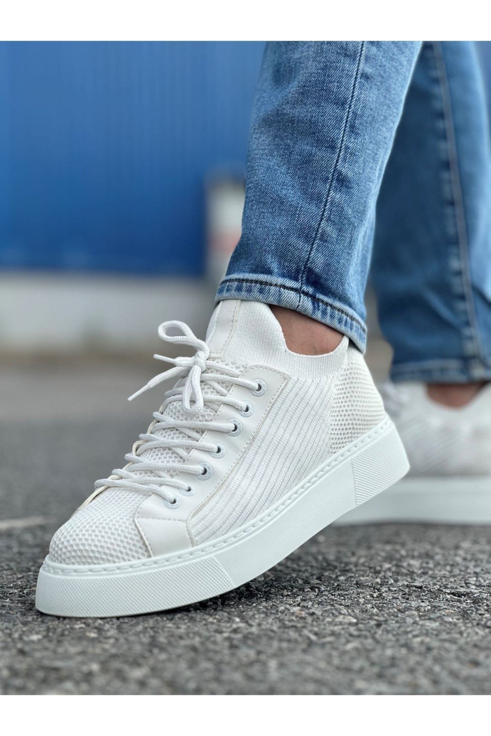 CH2423 During Erkek Günlük Bağcıklı Triko Spor Sneaker Ayakkabı TBT - Beyaz – Chekich Erkek Ayakkabı