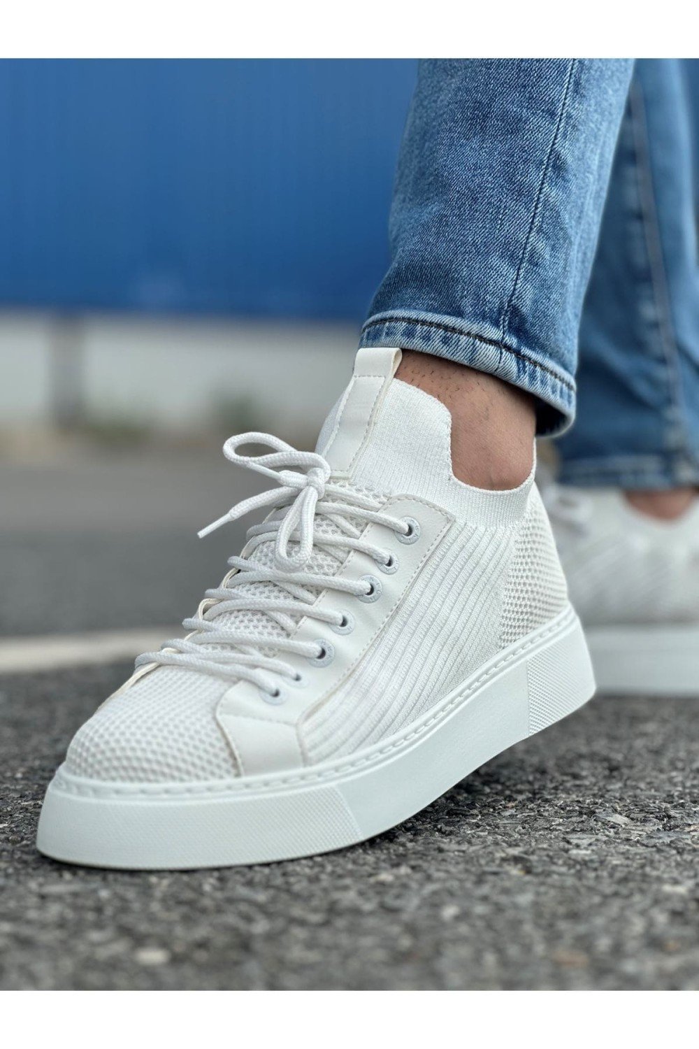 CH2423 During Erkek Günlük Bağcıklı Triko Spor Sneaker Ayakkabı TBT - Beyaz – Chekich Erkek Ayakkabı