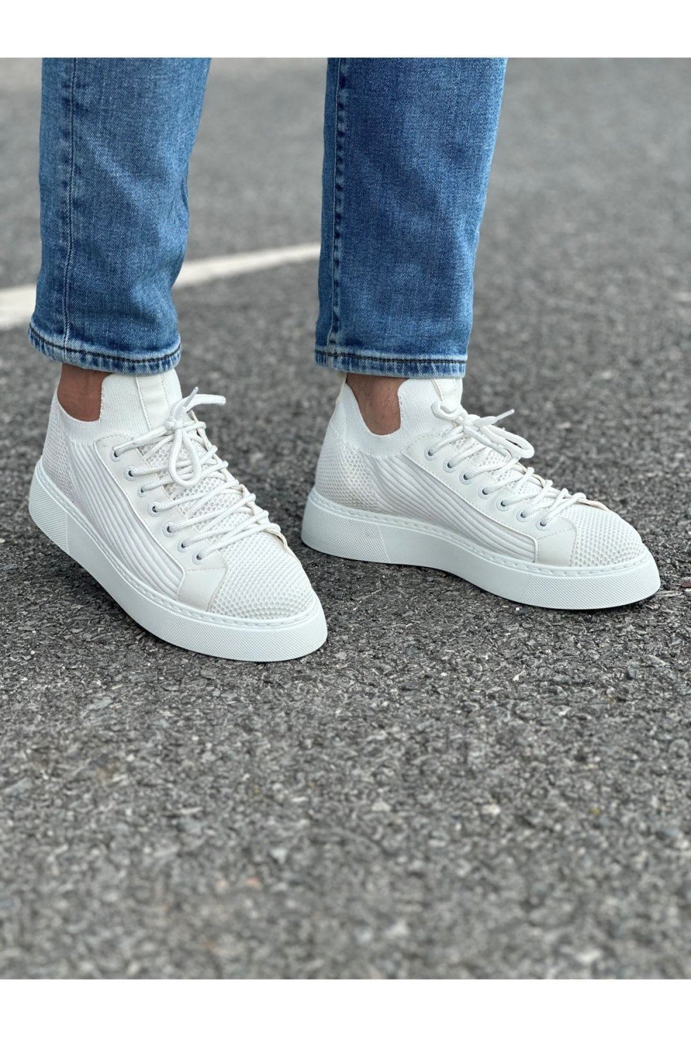CH2423 During Erkek Günlük Bağcıklı Triko Spor Sneaker Ayakkabı TBT - Beyaz – Chekich Erkek Ayakkabı