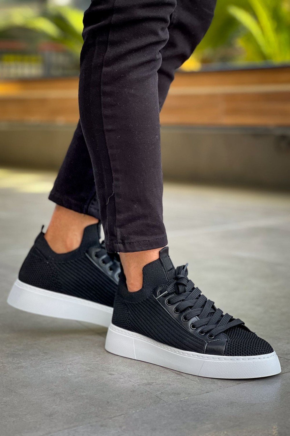 CH2423 During Erkek Günlük Bağcıklı Triko Spor Sneaker Ayakkabı TBT - Siyah – Chekich Erkek Ayakkabı