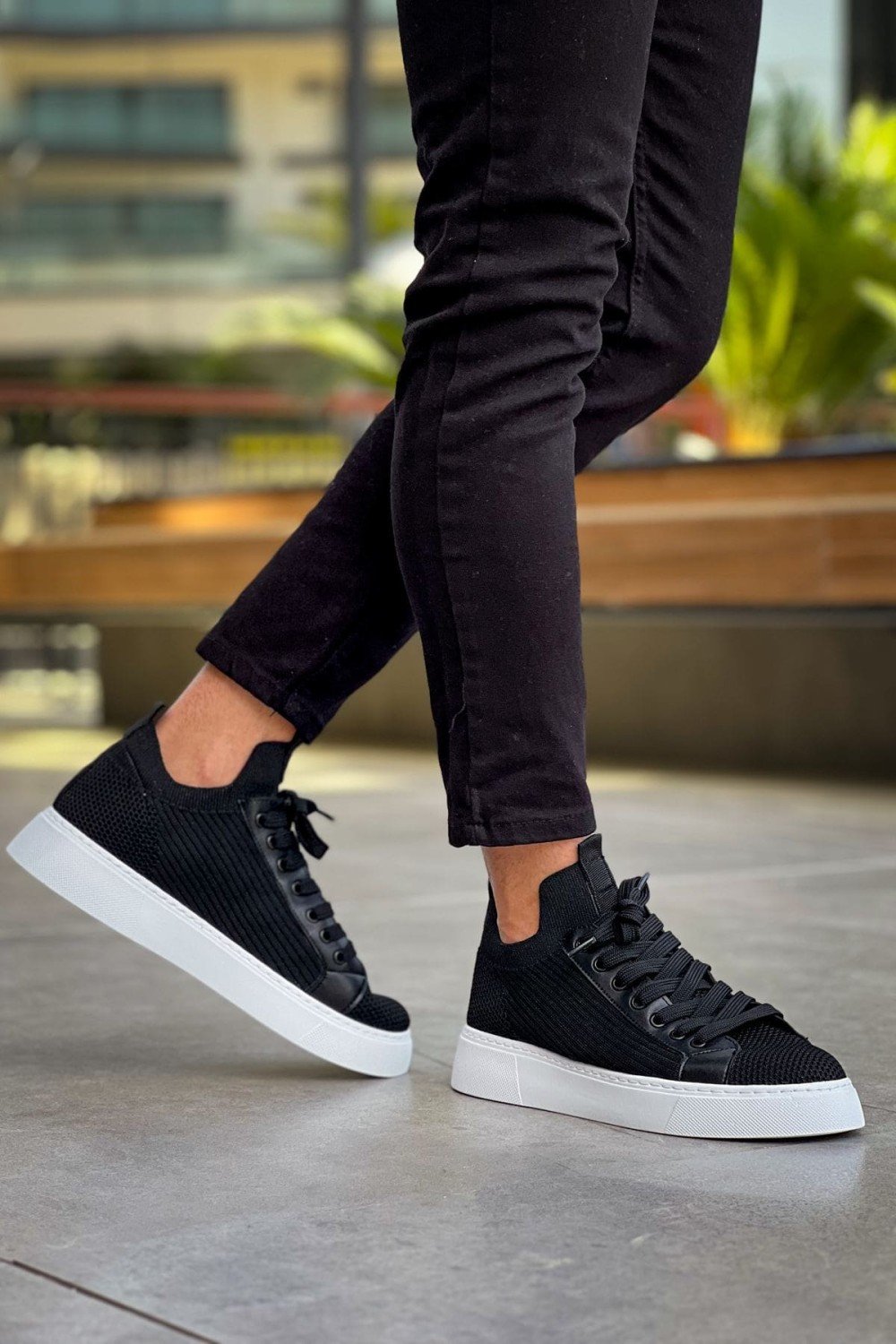 CH2423 During Erkek Günlük Bağcıklı Triko Spor Sneaker Ayakkabı TBT - Siyah – Chekich Erkek Ayakkabı