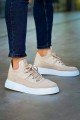 CH2425 Yezz Erkek Günlük Bağcıklı Triko Spor Sneaker Ayakkabı TBT - Bej