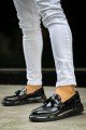 CH2427 Loafer - Xx Erkek Günlük Bağcıksız Corcik Rugan Klasik Ayakkabı RST - Siyah