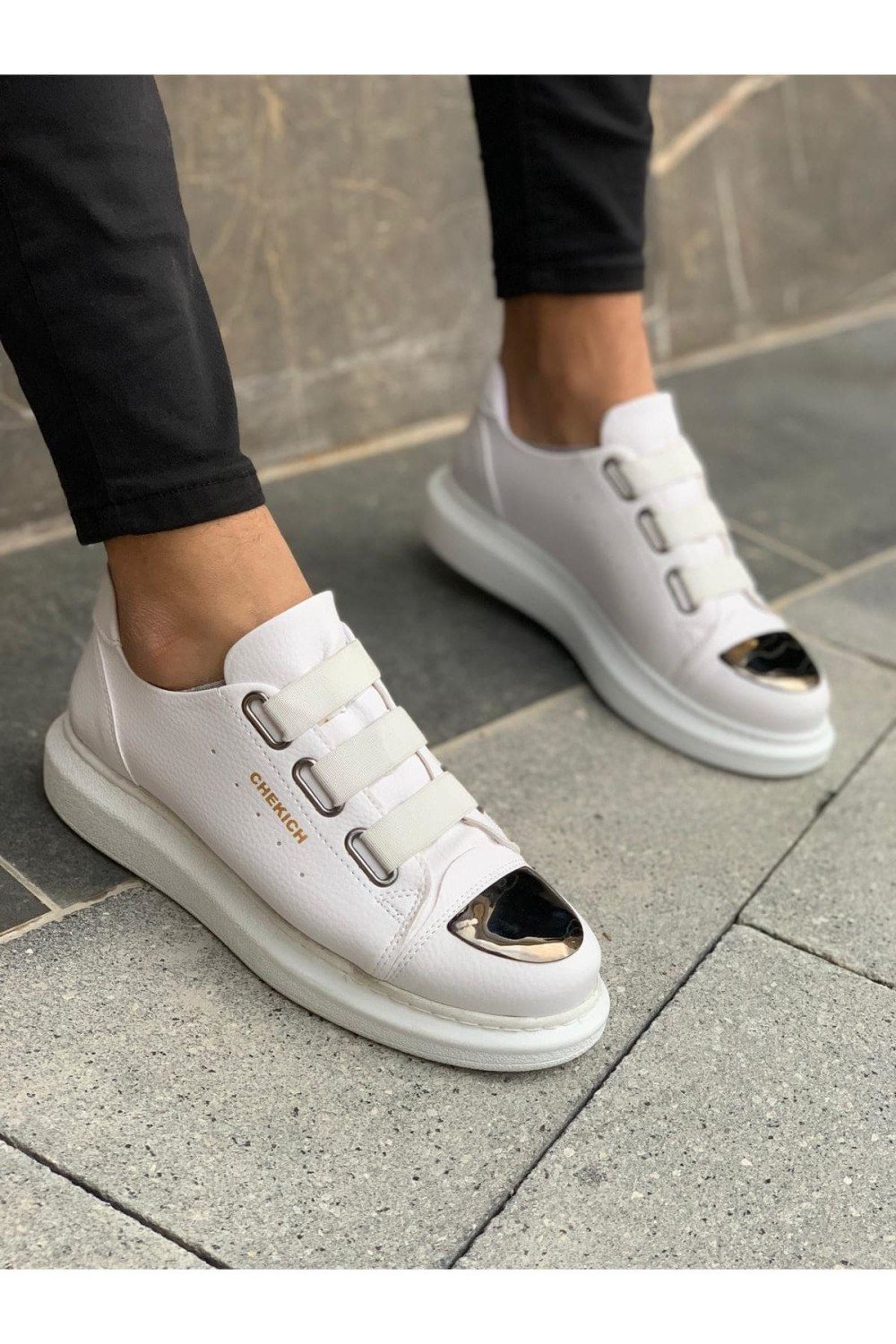 CH251 Mirror Erkek Günlük Lastikli Cilt Spor Sneaker Ayakkabı CBT - Beyaz Erkek Ayakkabı CH251 Mirror Erkek Günlük Lastikli Cilt Spor Sneaker Ayakkabı CBT - Beyaz – Chekich Erkek Ayakkabı