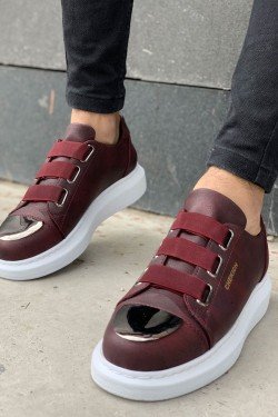 CH251 Mirror Erkek Günlük Lastikli Cilt Spor Sneaker Ayakkabı CBT - Bordo