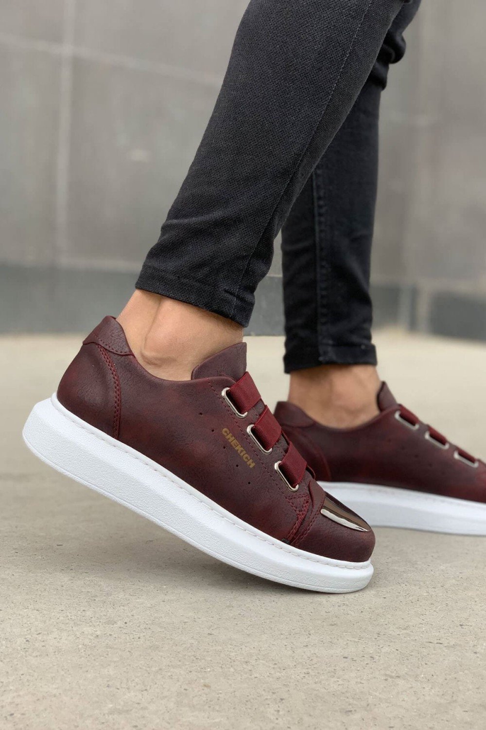 CH251 Mirror Erkek Günlük Lastikli Cilt Spor Sneaker Ayakkabı CBT - Bordo Erkek Ayakkabı CH251 Mirror Erkek Günlük Lastikli Cilt Spor Sneaker Ayakkabı CBT - Bordo – Chekich Erkek Ayakkabı