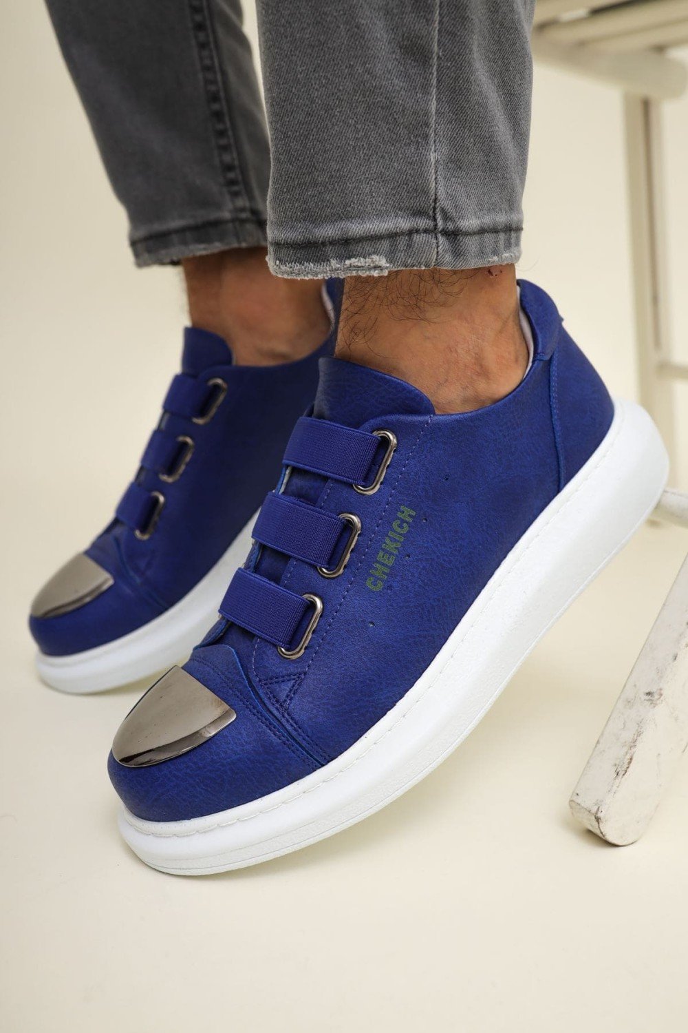 CH251 Mirror Erkek Günlük Lastikli Cilt Spor Sneaker Ayakkabı CBT - Mavi – Chekich Erkek Ayakkabı