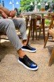 CH251 Mirror Erkek Günlük Lastikli Cilt Spor Sneaker Ayakkabı CBT - Siyah/Mavi – Chekich Erkek Ayakkabı