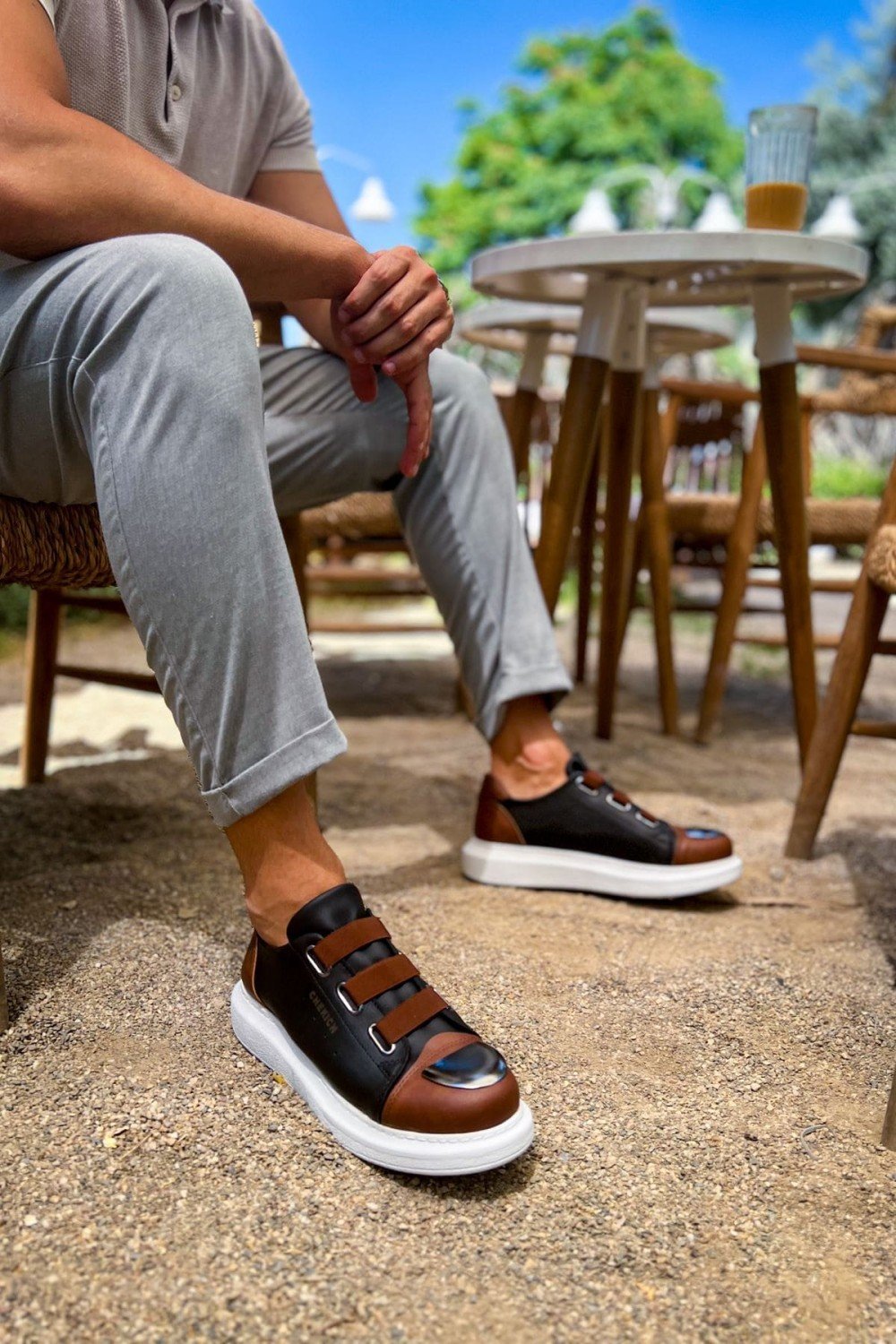 CH251 Mirror Erkek Günlük Lastikli Cilt Spor Sneaker Ayakkabı CBT - Siyah/Taba – Chekich Erkek Ayakkabı