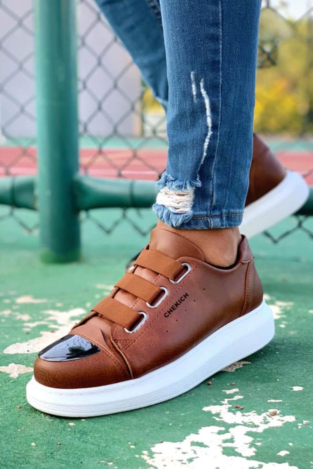 CH251 Mirror Erkek Günlük Lastikli Cilt Spor Sneaker Ayakkabı CBT - Taba – Chekich Erkek Ayakkabı