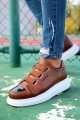 CH251 Mirror Erkek Günlük Lastikli Cilt Spor Sneaker Ayakkabı CBT - Taba