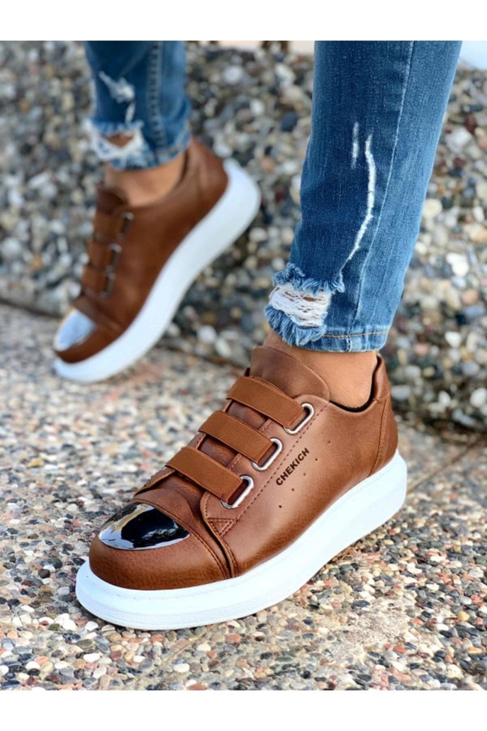 CH251 Mirror Erkek Günlük Lastikli Cilt Spor Sneaker Ayakkabı CBT - Taba – Chekich Erkek Ayakkabı