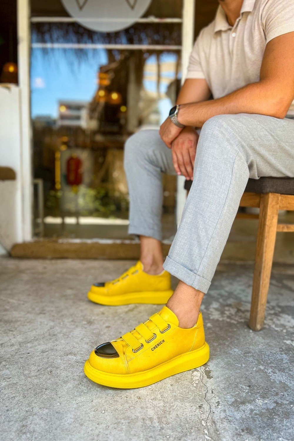 CH251 Mirror Erkek Günlük Lastikli Cilt Spor Sneaker Ayakkabı CST - Sarı – Chekich Erkek Ayakkabı