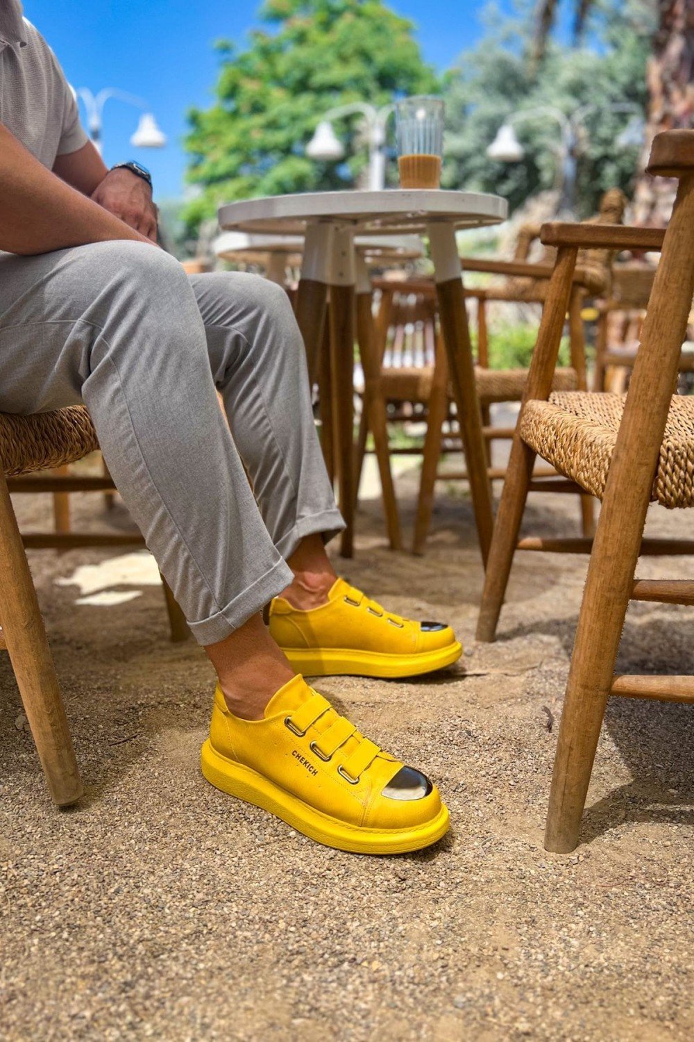 CH251 Mirror Erkek Günlük Lastikli Cilt Spor Sneaker Ayakkabı CST - Sarı – Chekich Erkek Ayakkabı