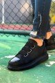 CH251 Mirror Erkek Günlük Lastikli Cilt Spor Sneaker Ayakkabı CST - Siyah