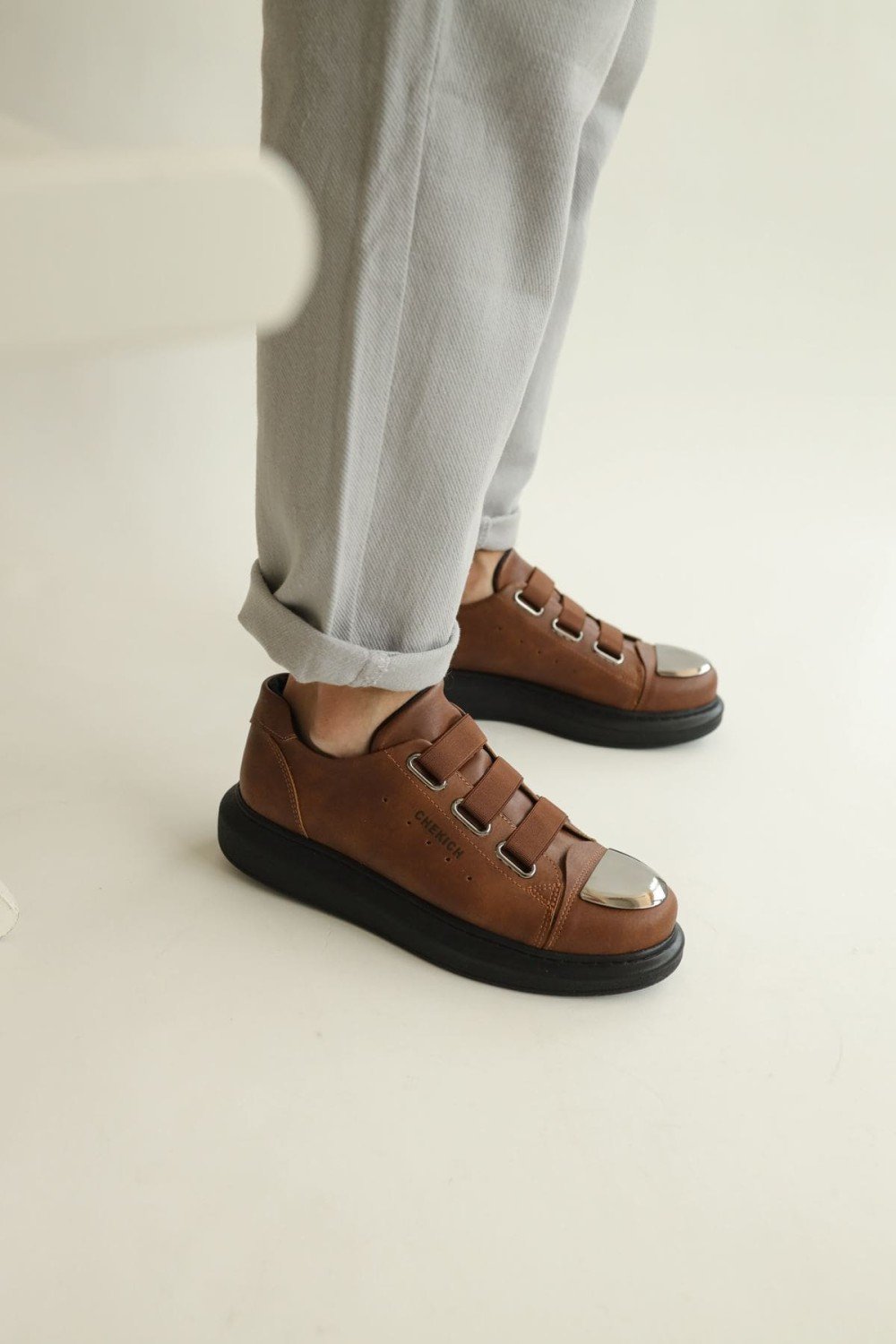 CH251 Mirror Erkek Günlük Lastikli Cilt Spor Sneaker Ayakkabı CST - Taba – Chekich Erkek Ayakkabı