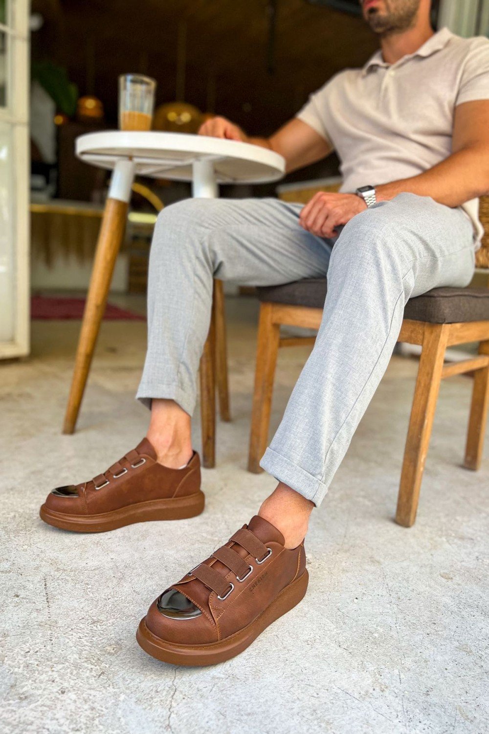 CH251 Mirror Erkek Günlük Lastikli Cilt Spor Sneaker Ayakkabı CTT - Taba – Chekich Erkek Ayakkabı