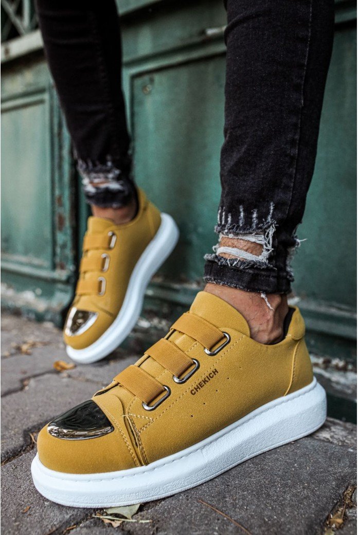 CH251 Mirror Erkek Günlük Lastikli Süet Spor Sneaker Ayakkabı SBT - Sarı