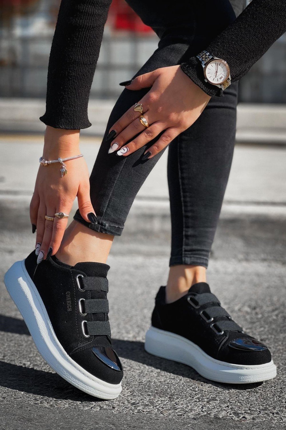 CH251 Mirror Erkek Günlük Lastikli Süet Spor Sneaker Ayakkabı SBT - Siyah – Chekich Erkek Ayakkabı