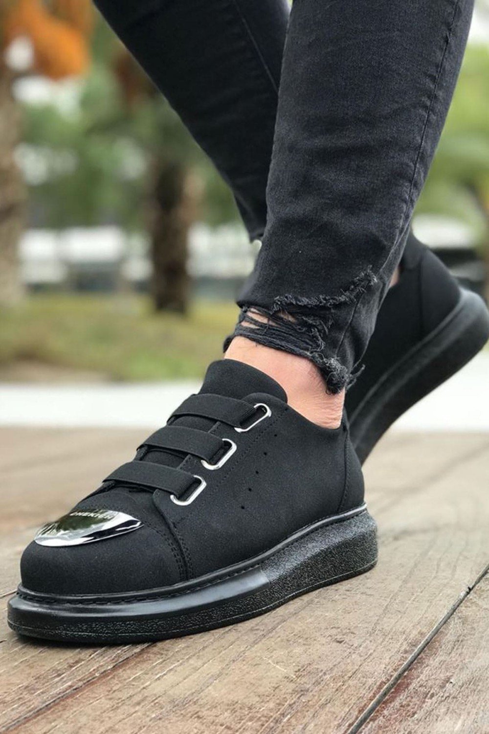 CH251 Mirror Erkek Günlük Lastikli Süet Spor Sneaker Ayakkabı SST - Siyah – Chekich Erkek Ayakkabı