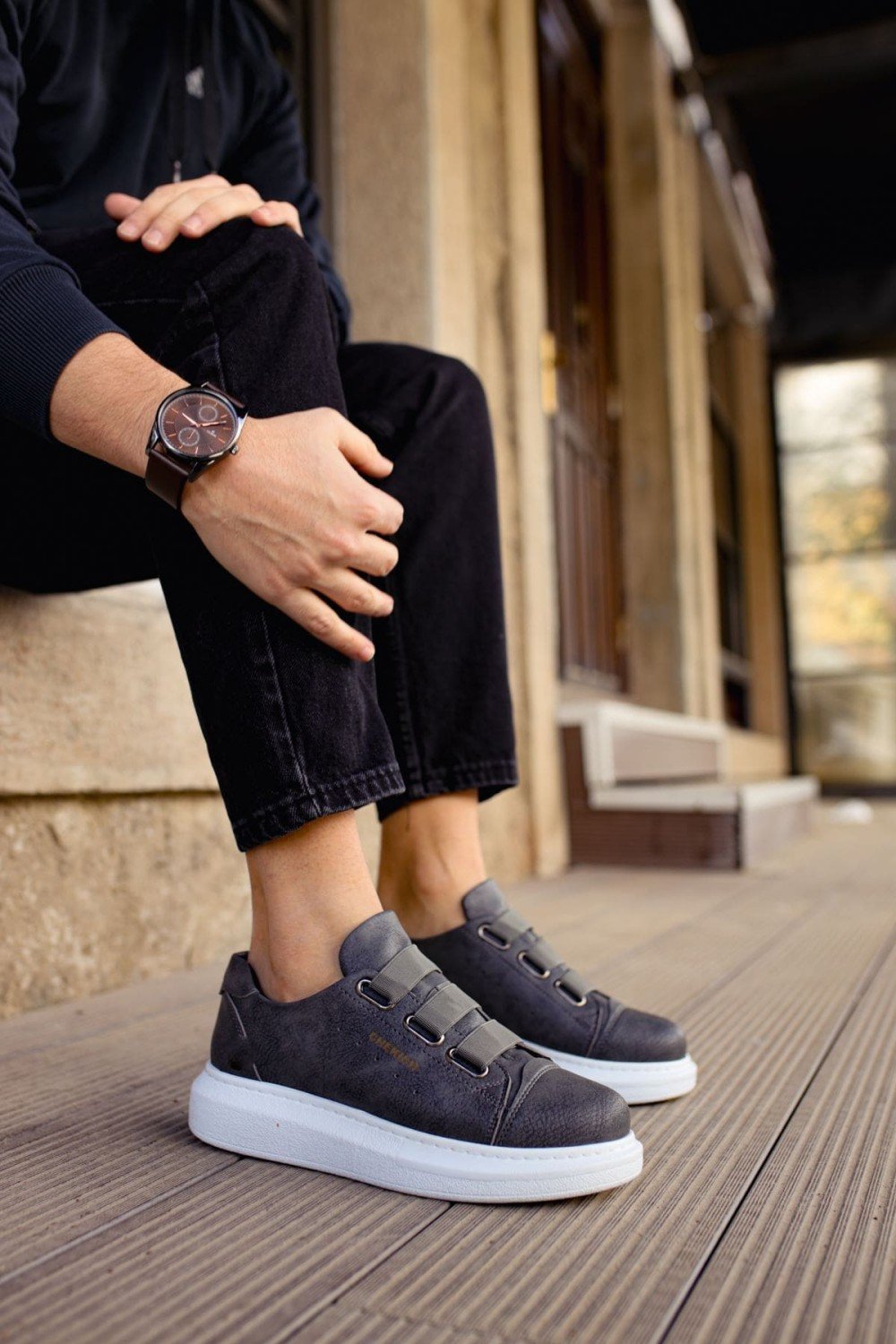 CH253 Mirror Non Erkek Günlük Lastikli Cilt Spor Sneaker Ayakkabı CBT - Antrasit – Chekich Erkek Ayakkabı