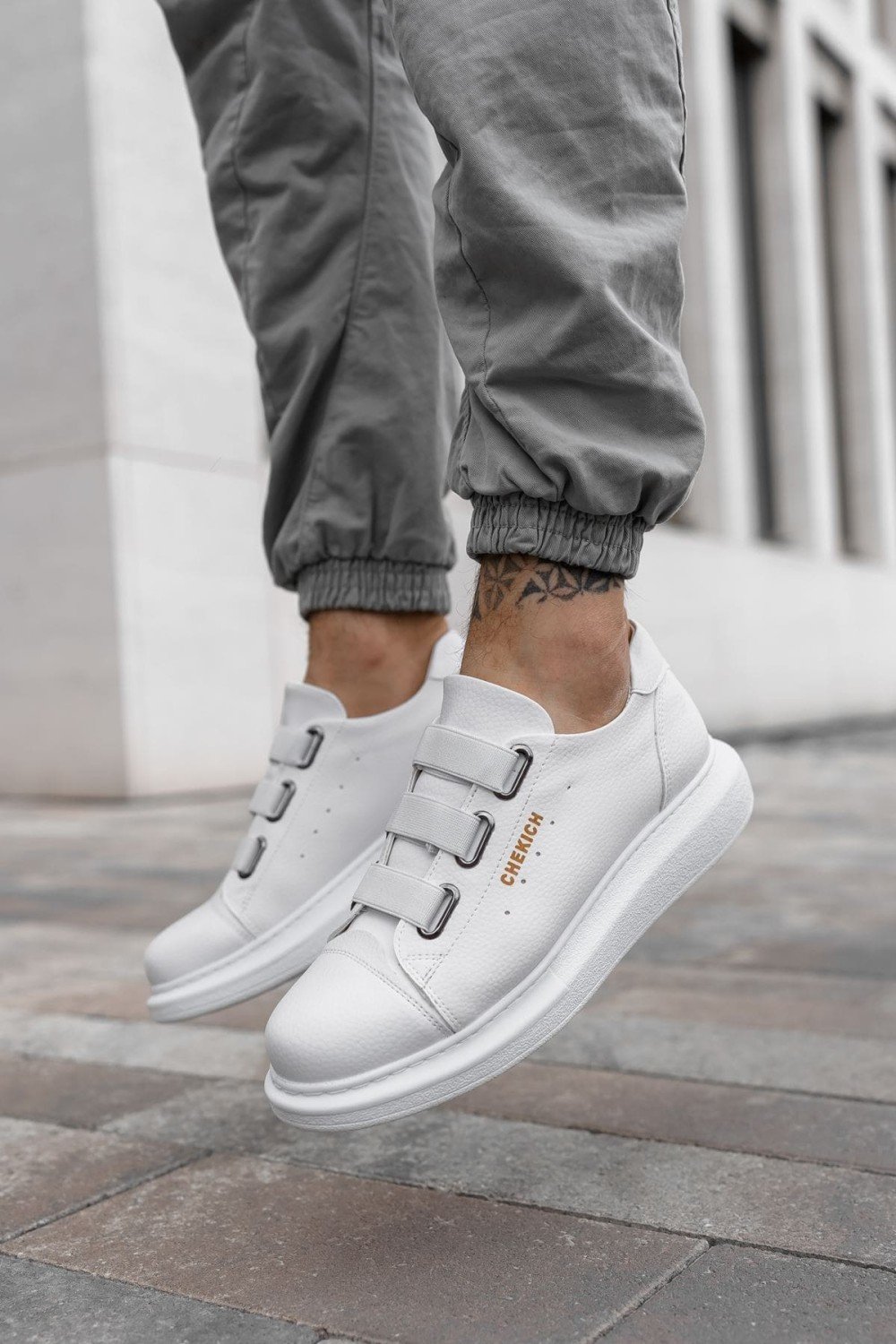 CH253 Mirror Non Erkek Günlük Lastikli Cilt Spor Sneaker Ayakkabı CBT - Beyaz – Chekich Erkek Ayakkabı