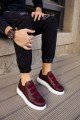 CH253 Mirror Non Erkek Günlük Lastikli Cilt Spor Sneaker Ayakkabı CBT - Bordo